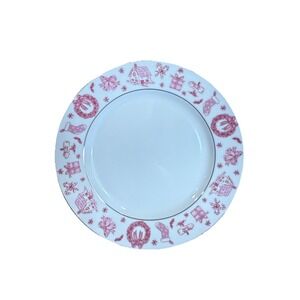 Set of 4 Grace Teaware 10 1/2" Pink /‎ Red Christmas Decorated Dinner Plates